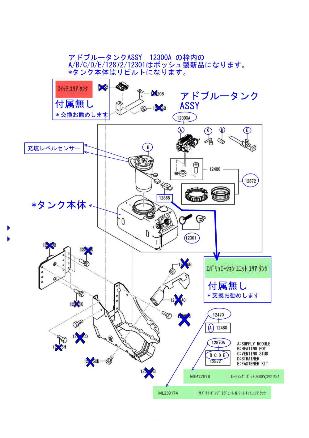 ミツビシ キャンター FBA20 アドブルーポンプ ASSY リビルト MK626841 尿素タンク SCR 保証1年